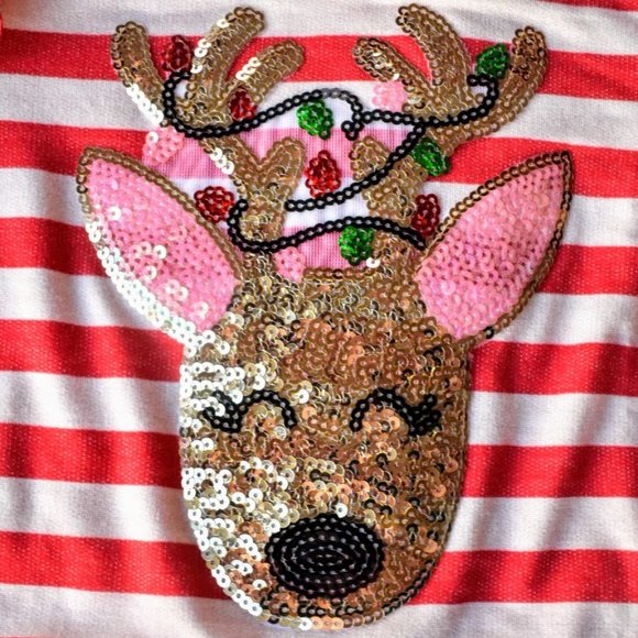 Zunie Girls Sequin Reindeer High-Low Top NWOT - Picture 2 of 5